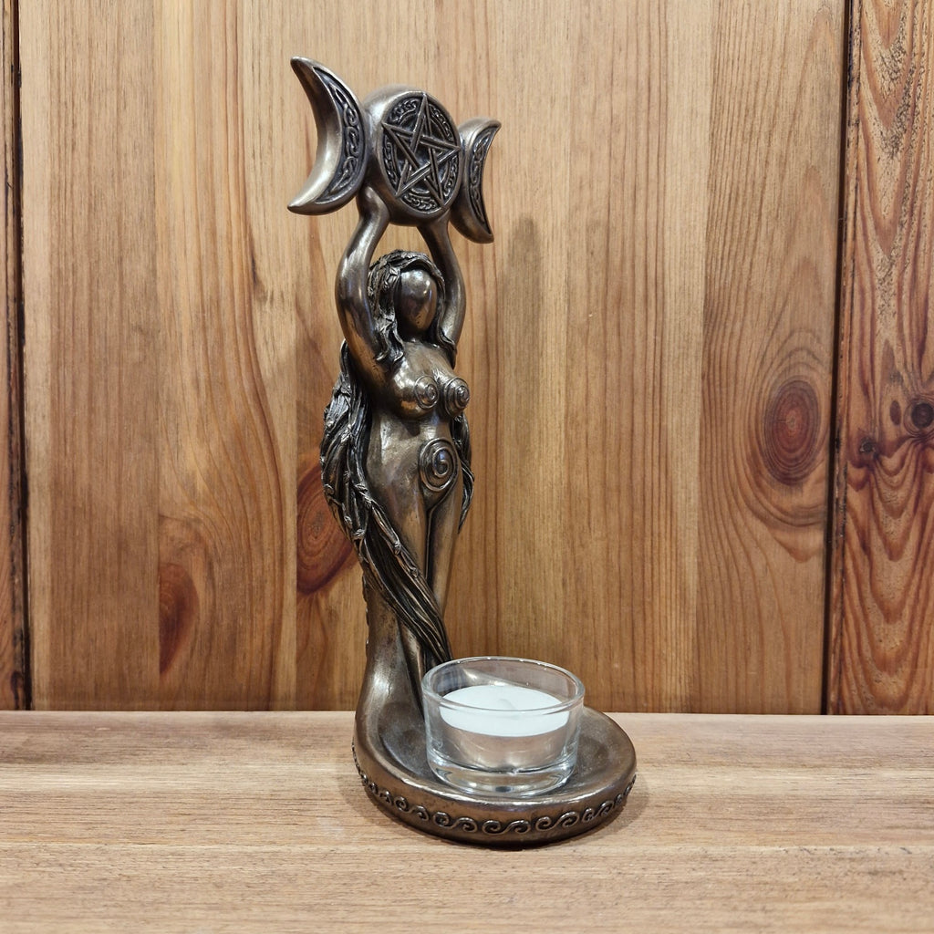 Wicca Teelichthalter - Hekate mit Triple Moon