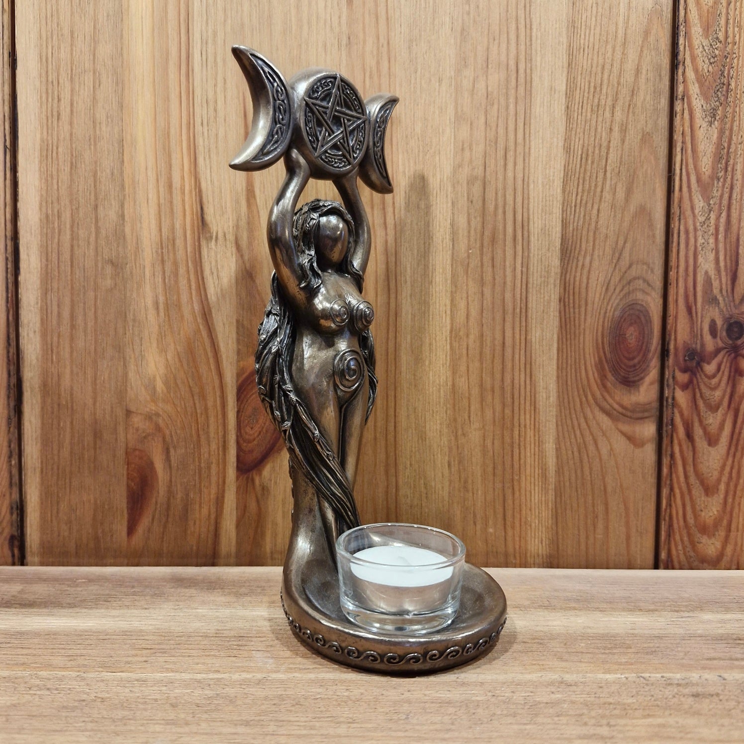Wicca Teelichthalter - Hekate mit Triple Moon