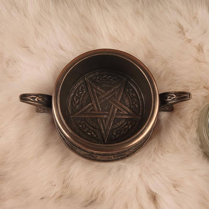 Wicca Teelichthalter Triple Moon - bronziert