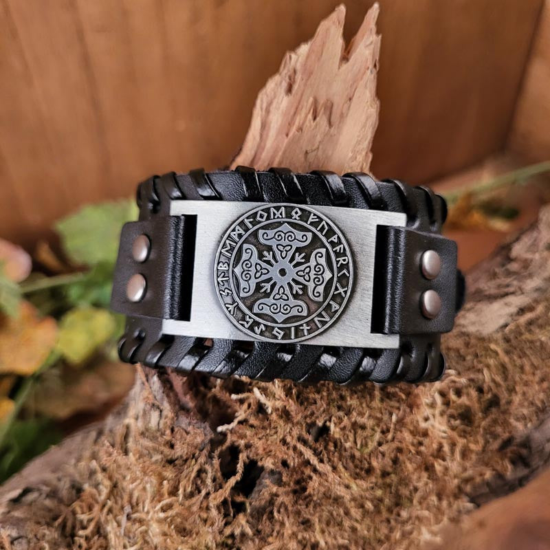 Viking bracelet black with symbol black