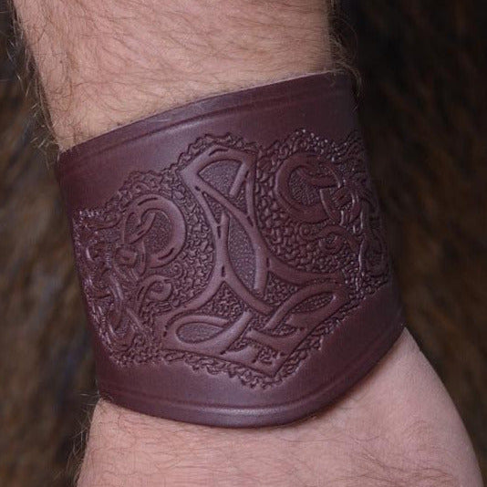 Wikinger Armstulpe Thorshammer aus Leder