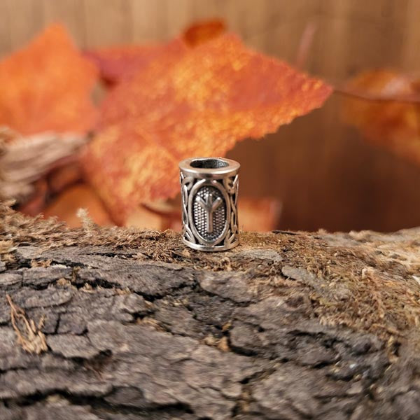 Wikinger Bartperle Rune Futhark aus Silber
