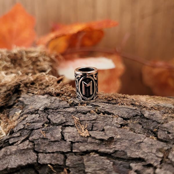 Wikinger Bartperle Rune Futhark aus Silber