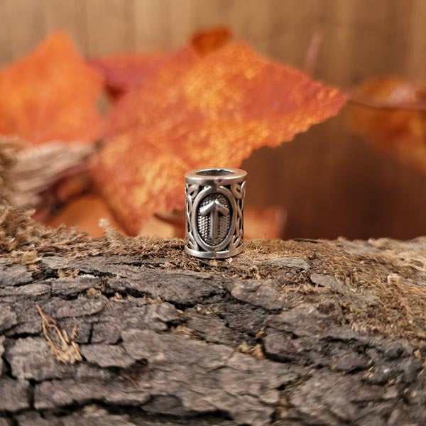 Wikinger Bartperle Rune Futhark aus Silber