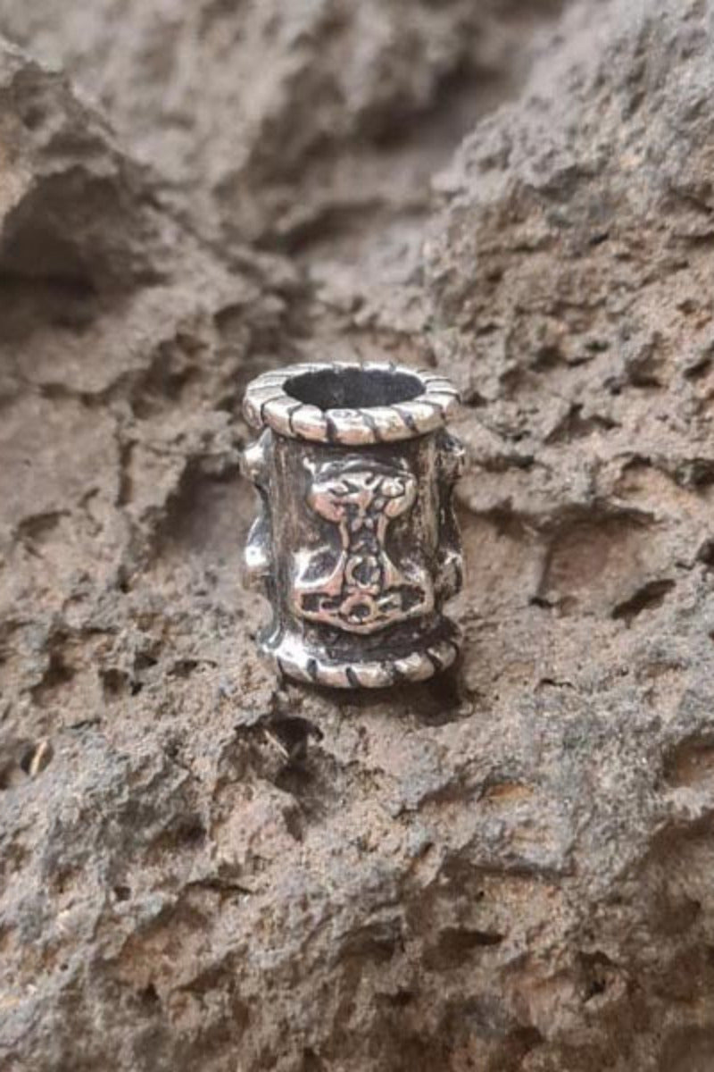 Wikinger Bartperle Thors Hammer aus Silber - Auslaufmodell