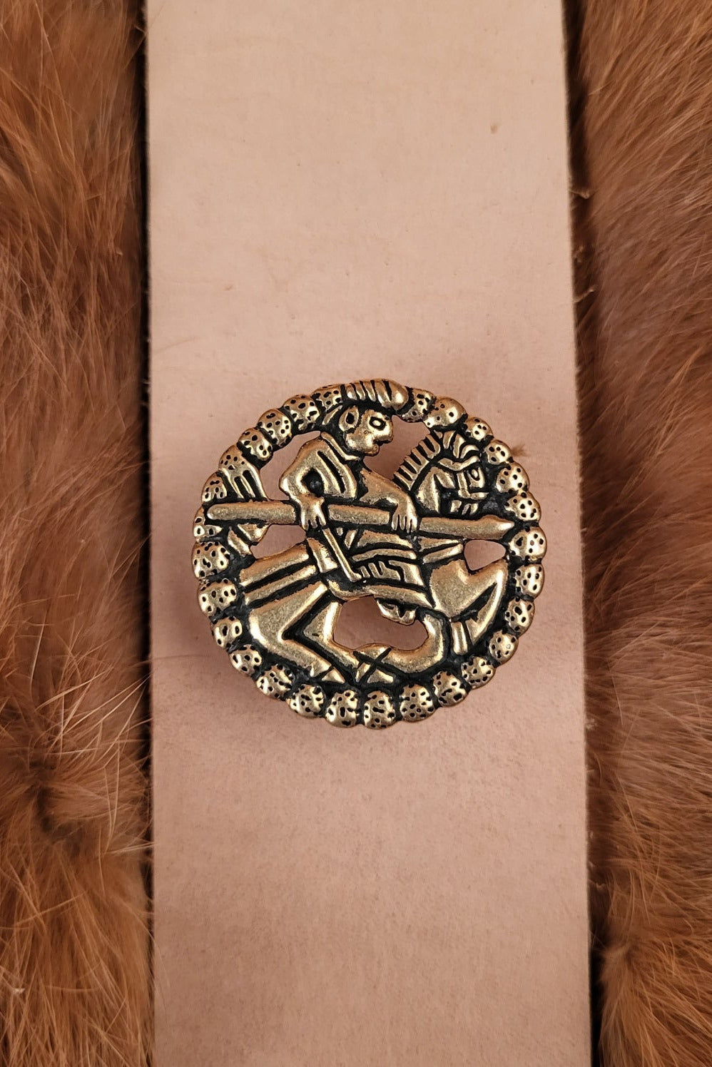 Viking Gokstad Belt Fitting with Rider, Bronze, for 4 cm Straps - Replica