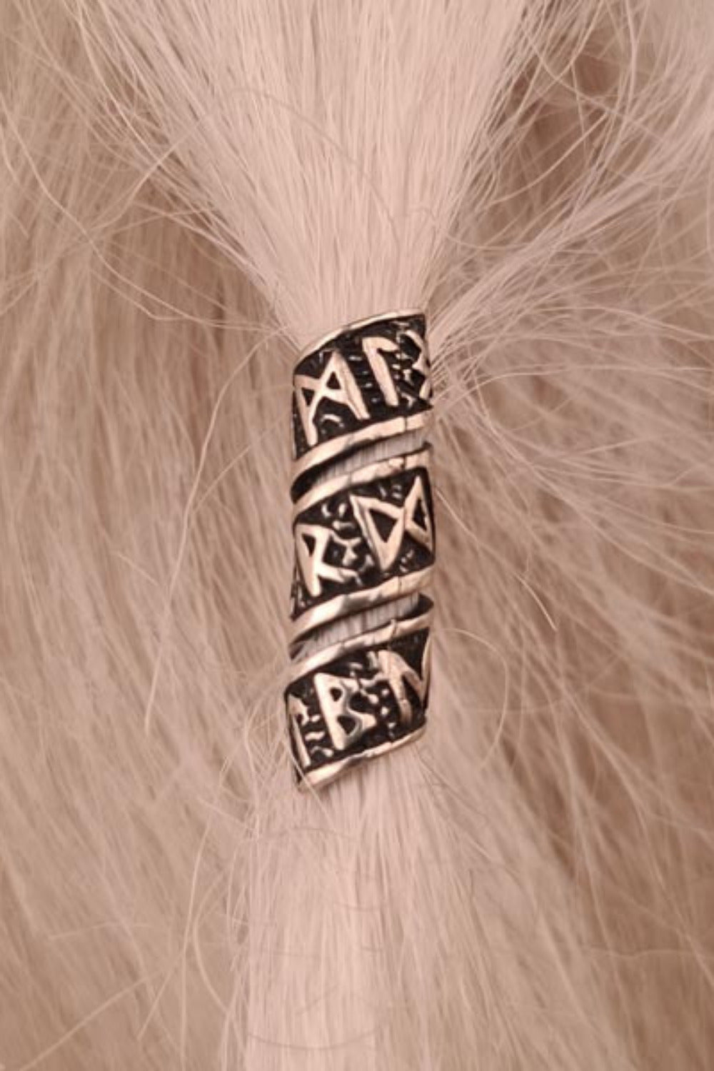 Wikinger Haar & Bartperle Runenband aus Silber
