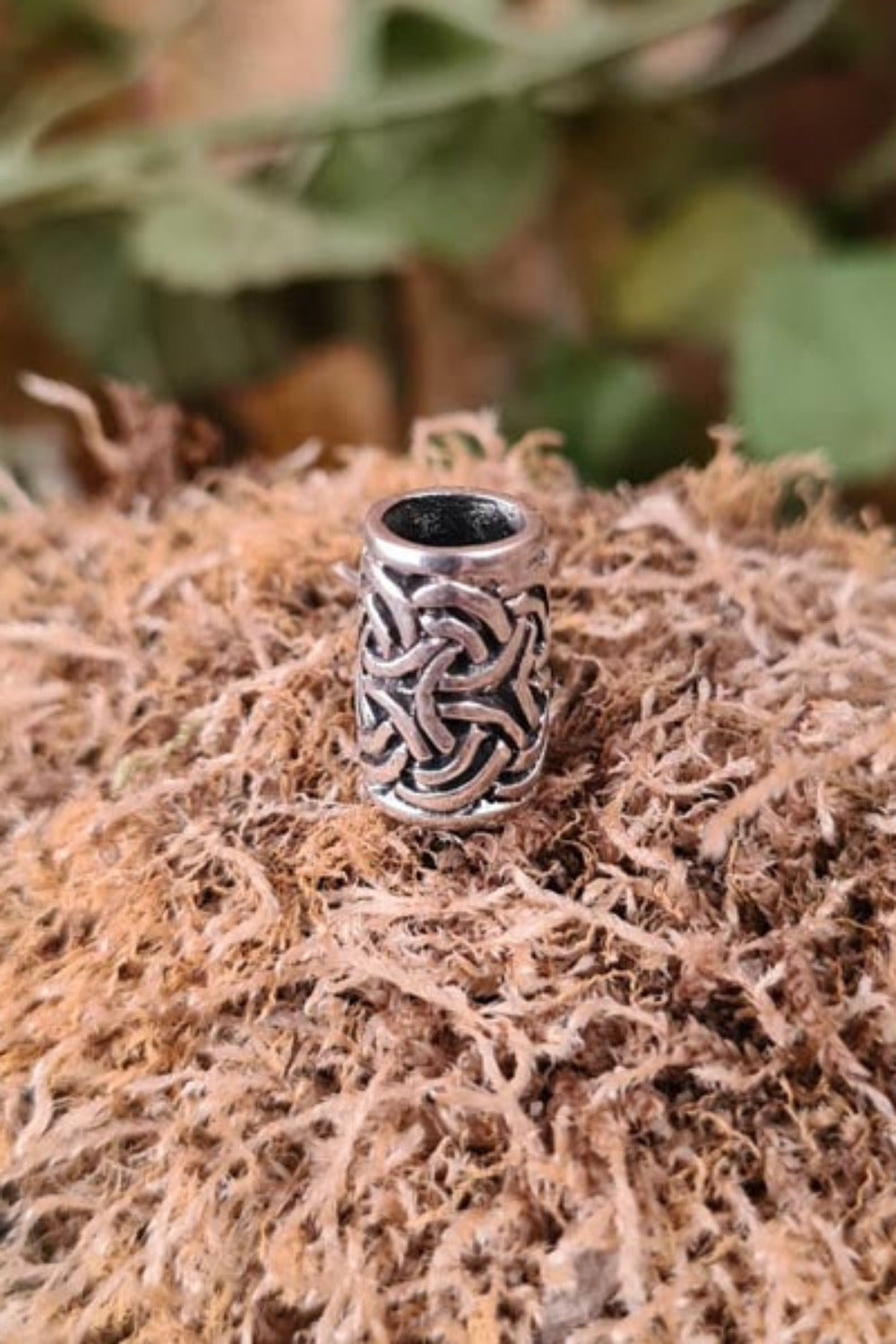 Wikinger Haar & Schmuckperle Knotenmuster aus Silber