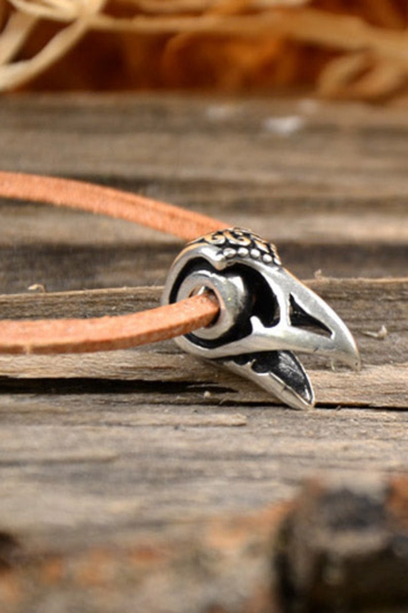 Wikinger Haar & Schmuckperle Raben Schädel aus Silber