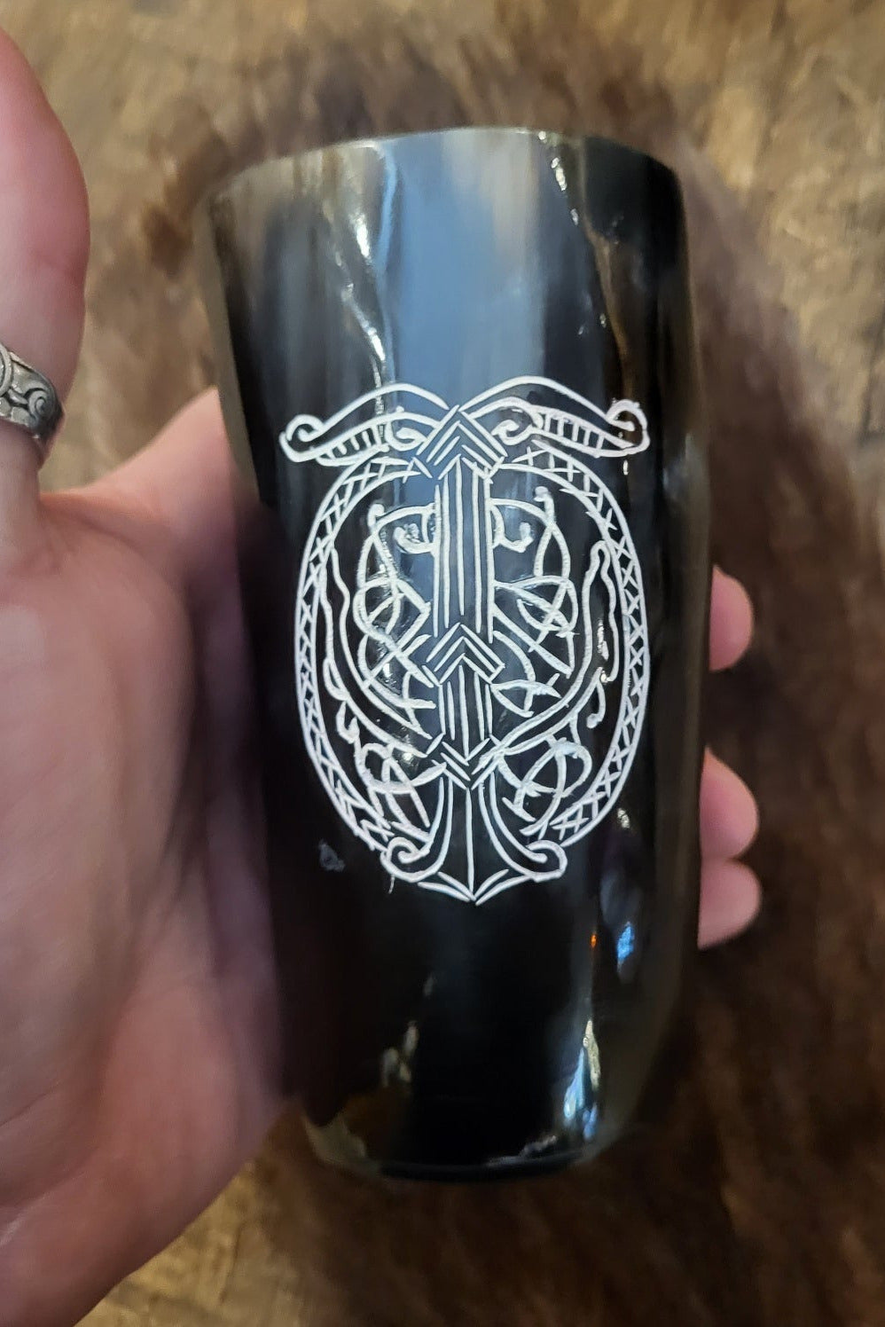Viking Drinking Horn - Engraved