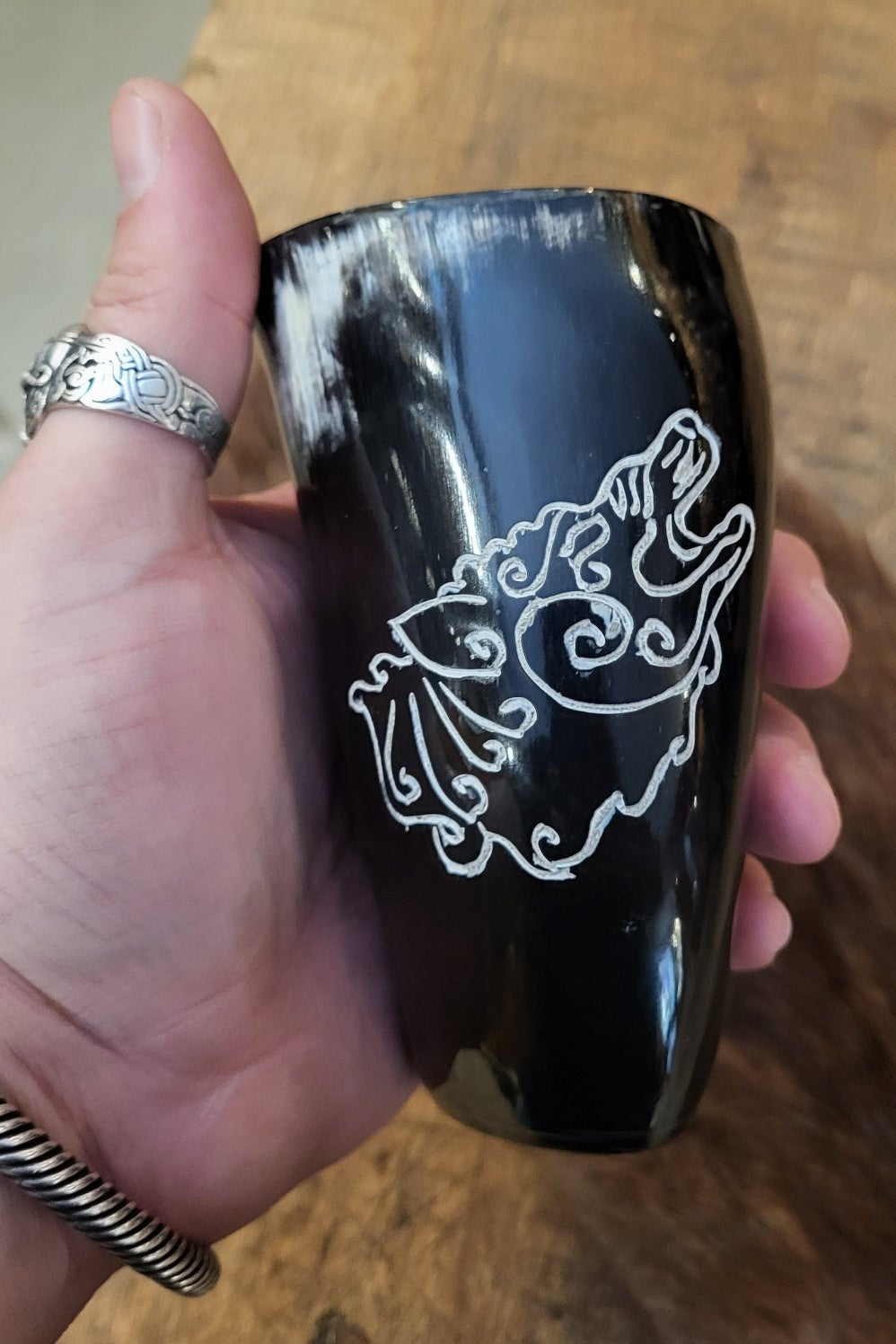 Viking Drinking Horn - Engraved