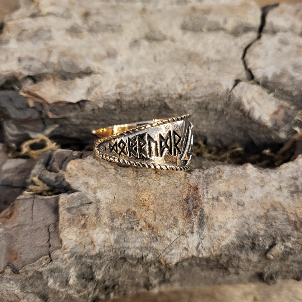 Wikinger Kraftring mit Valknut aus Bronze