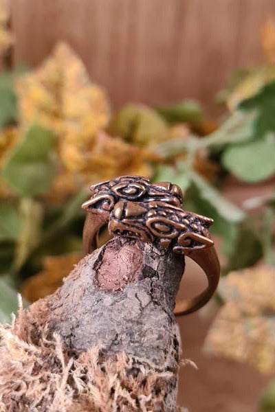 Viking Ring Odin's Wolves Bronze