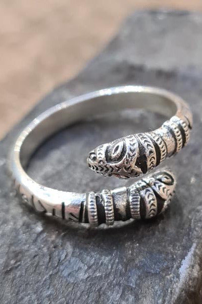 Viking ring Nidhoggr with runic inscription made of silver