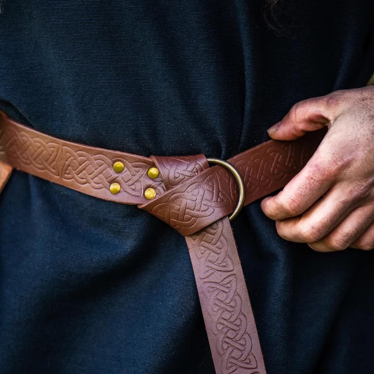 Viking Ring Belt with Embossed Leather