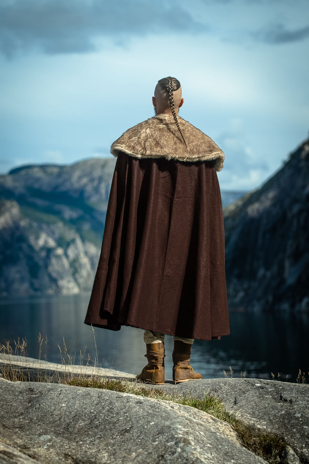 Viking Cape Jarl with Faux Fur made of Wool