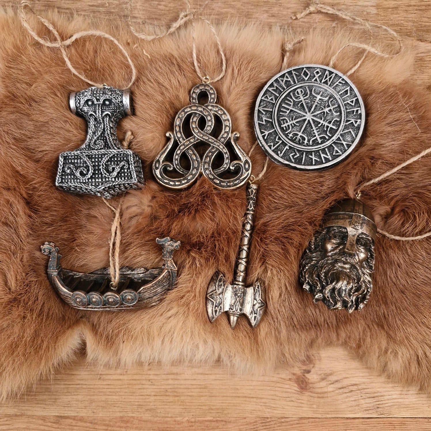 Viking Christmas Tree Ornaments Set of 6 - Hand-Painted