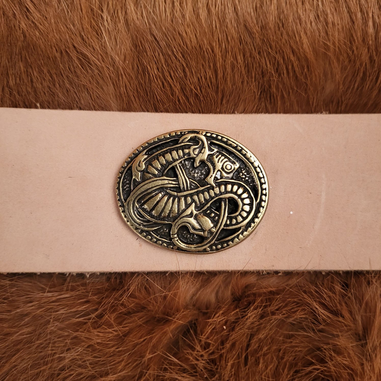 Oval Viking Decorative Rivet Midgard Serpent in Mammen Style for 4 cm Straps