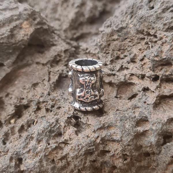 Wikinger Bartperle Thors Hammer aus Silber - Auslaufmodell
