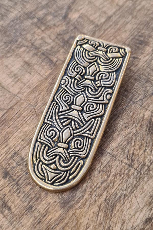 Viking Borre-Style Bronze Belt End Piece 3 cm - Replica