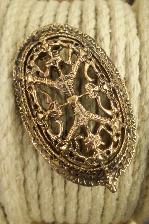 Large Viking bronze bowl brooches - pair
