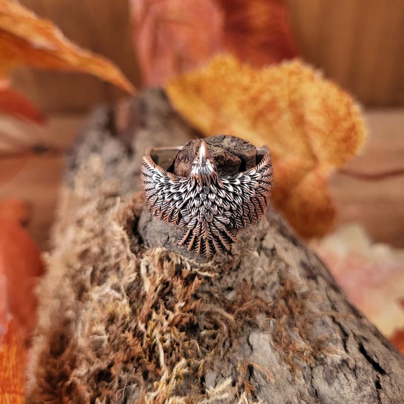 Viking ring Raven made of silver