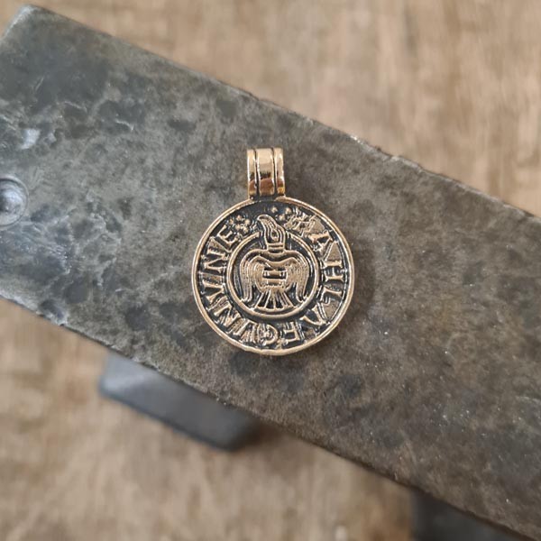 Wikinger Münzanhänger Raven Coin aus Bronze