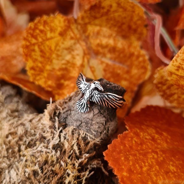 Wikinger Ring Rabe Hugin aus Silber