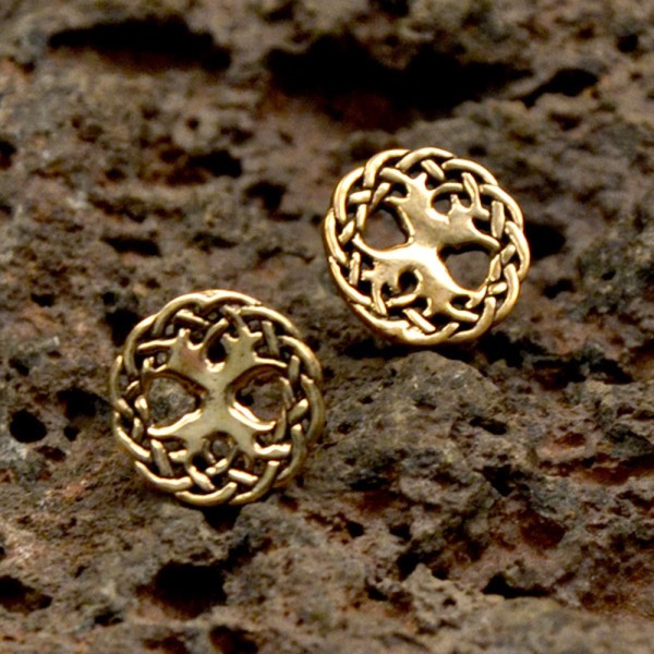 Wikinger Ohrstecker Weltenesche in Bronze