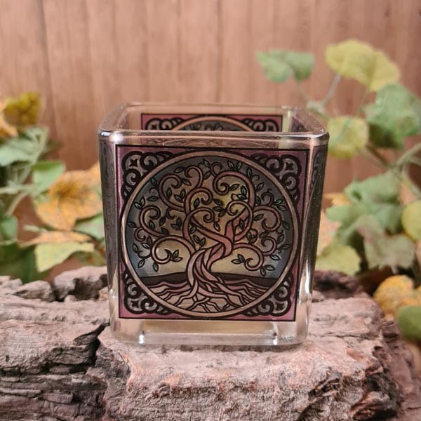 Teelichtglas Yggdrasil/Blume des Lebens