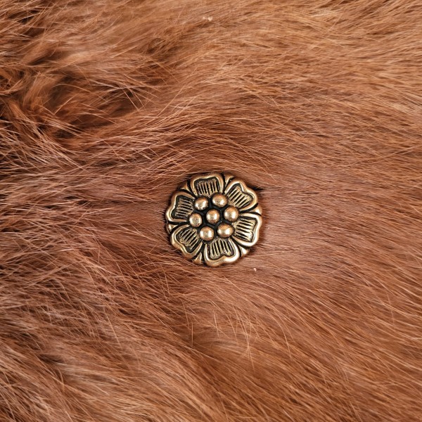 Renaissance Gürtelbeschlag Rose aus Bronze für 3 cm Riemen