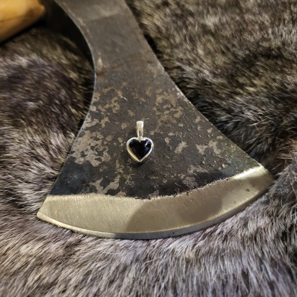 Kleiner Silberanhänger schwarzes Herz aus Onyx