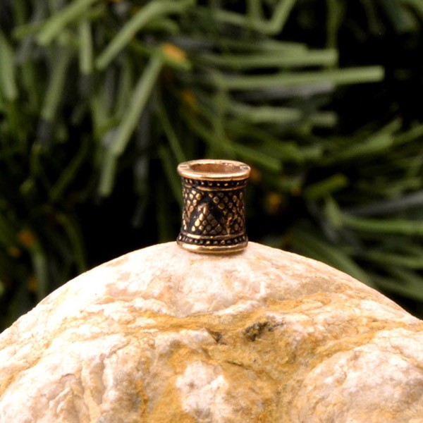 Kleine Wikinger Bronzeperle in Tonnenform