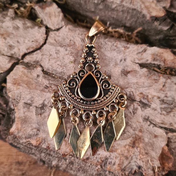 Wikinger Prunkamulett mit Onyx aus Bronze