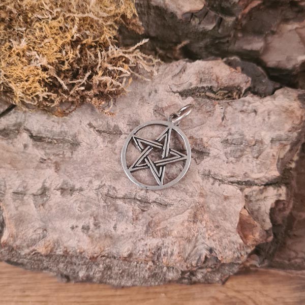 Mittelalter Amulett kleines Pentagramm aus Silber
