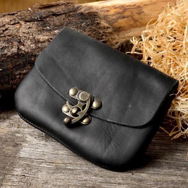 LARP Gürteltasche mit Riegelhaken aus Nubukleder