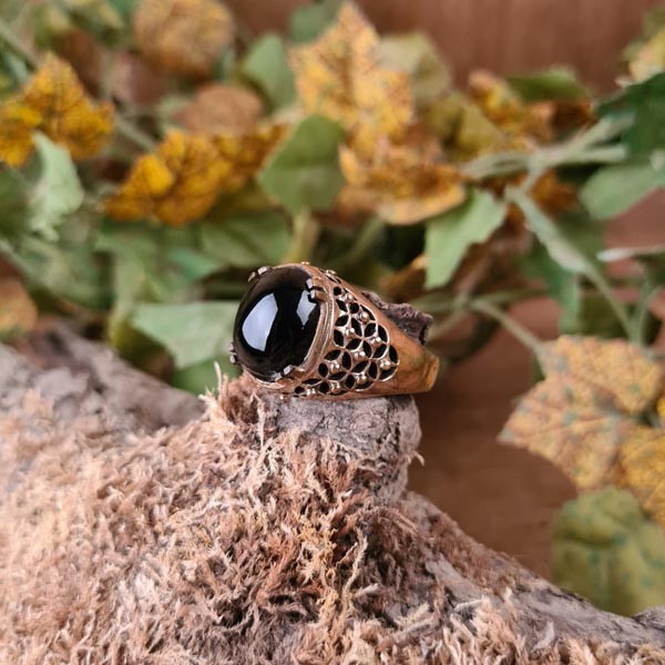 LARP Prunkring mit Onyx aus Bronze