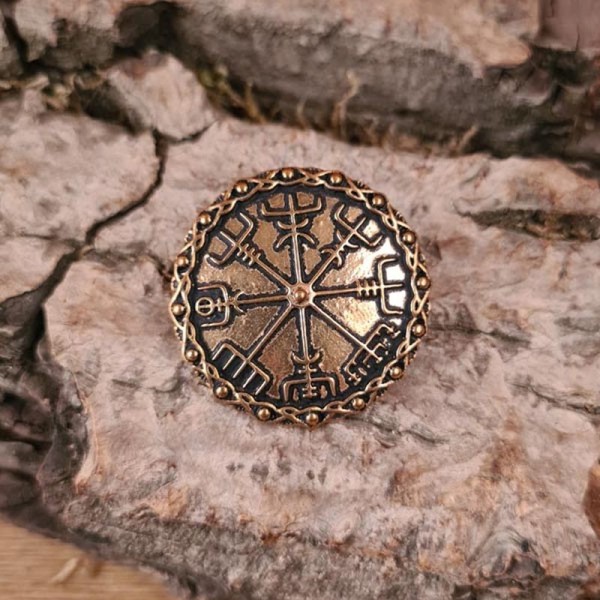 Wikinger Brosche Vegvisir aus Bronze