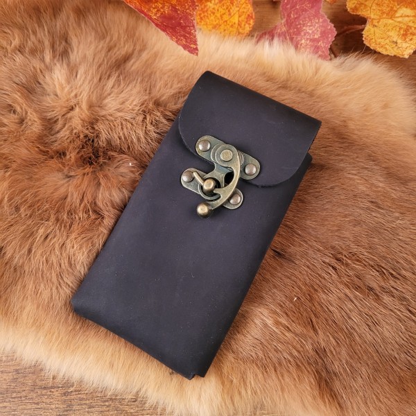 Gürteltasche für Smartphone mit Riegelhaken aus Leder