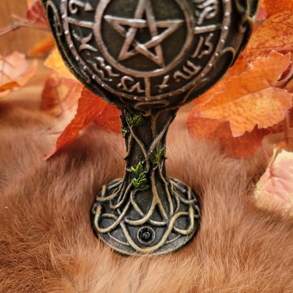 Wicca Kelch mit Pentagramm - handbemalt