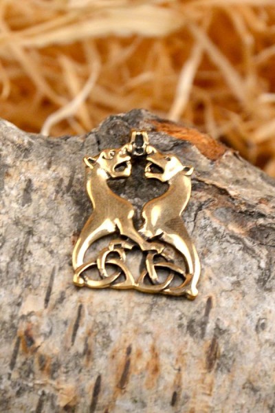 Germanen Amulett Wotans Wölfe aus Bronze