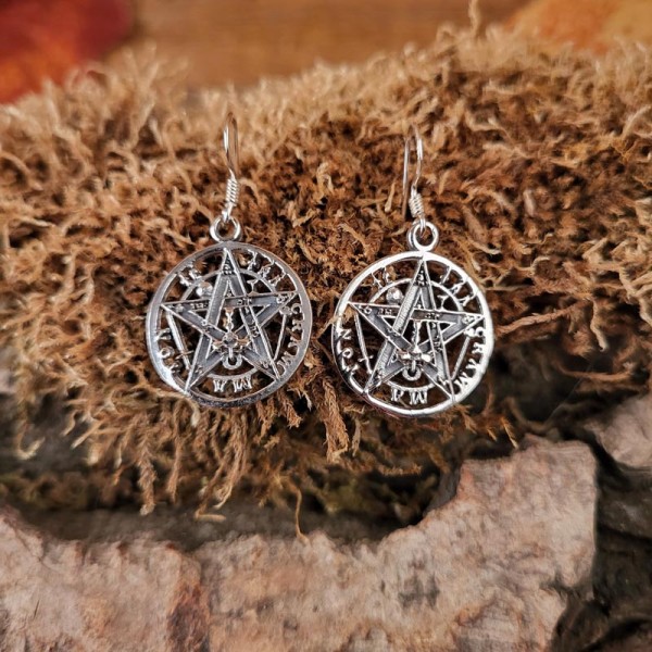 Wicca Ohrringe Tetragrammaton aus Silber