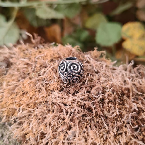 Wikinger Haar & Schmuckperle Doppelspiralen aus Silber