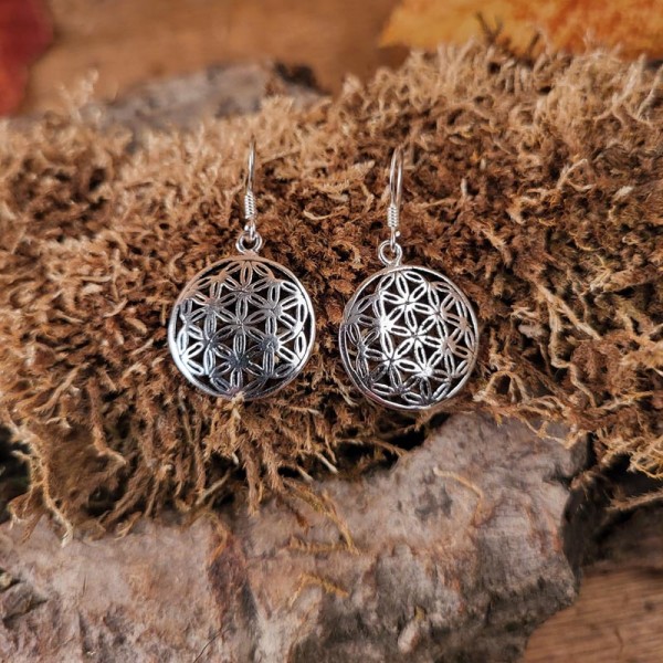 Ohrhänger Blume des Lebens aus 925er Sterling Silber