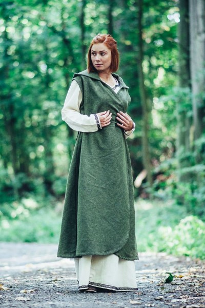 Mittelalter Wickelkleid mit Kapuze