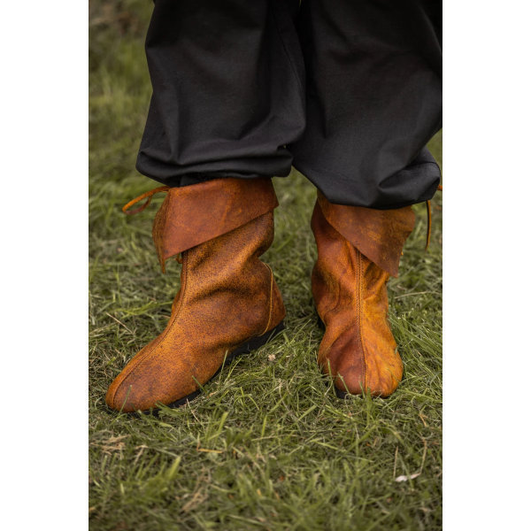 LARP Halbstiefel mit Stulpe aus Nubukleder braun