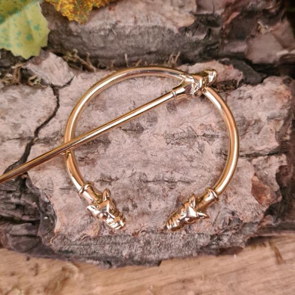 Wikinger Ringfibel Wolfskopf aus Bronze