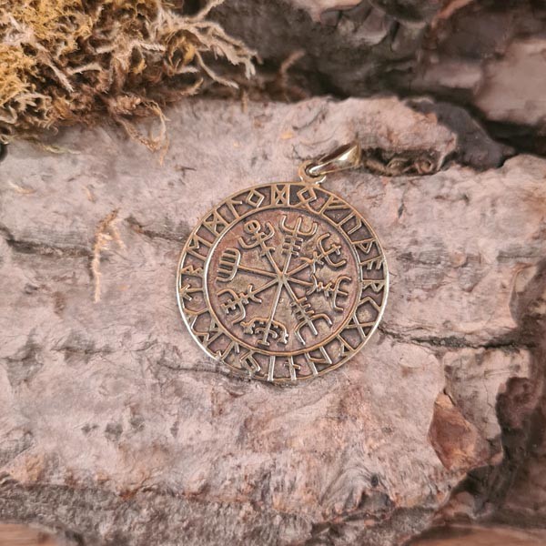 Schutzamulett kleiner Wikingerkompass aus Bronze