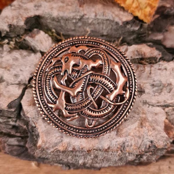 Wikinger Brosche Midgardschlange aus Bronze