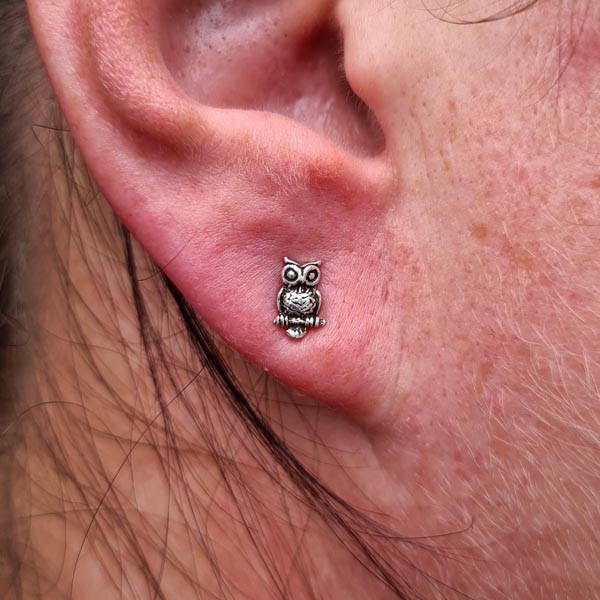 Ohrstecker Paar kleine Eulen aus Silber